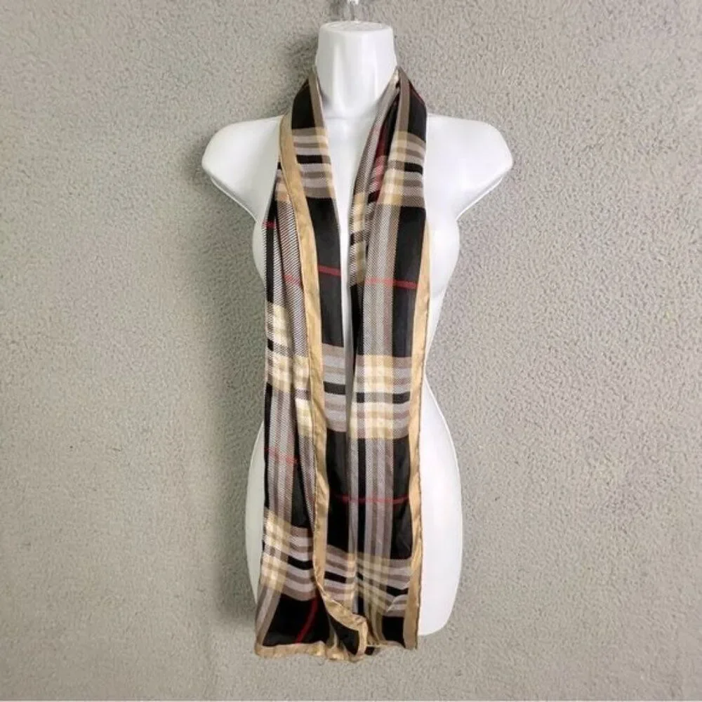 MENS CHECKERED SCARF BLACK AND TAN